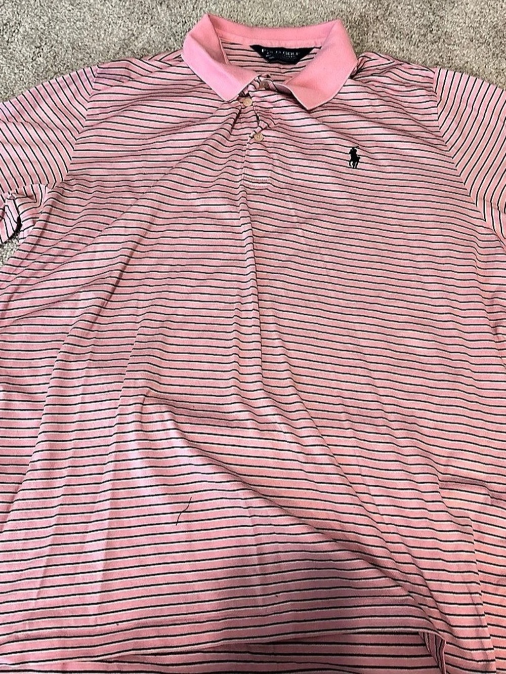 Polo Golf Striped Cotton Polo Shirt in Pink Size XL